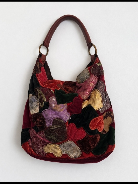 Lucky Brand Handbags - Lucky Brand Velvet Patchwork Hobo Bag - Multicolor Hearts